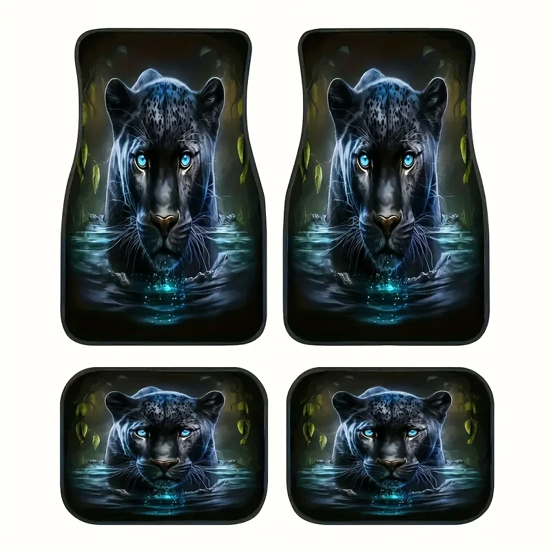 

Set Of 4 Universal Printed Car Floor Mats In 'Black Panther' Style, Featuring Water Absorption, Anti-Slip Properties, And Washab