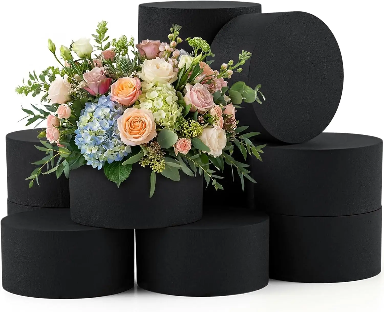 

12 шт. черных круглых многоразовых блоков флористической пены, водонепроницаемые, для искусственных цветов, для свадебного декора своими руками (3,15 x 1,5)