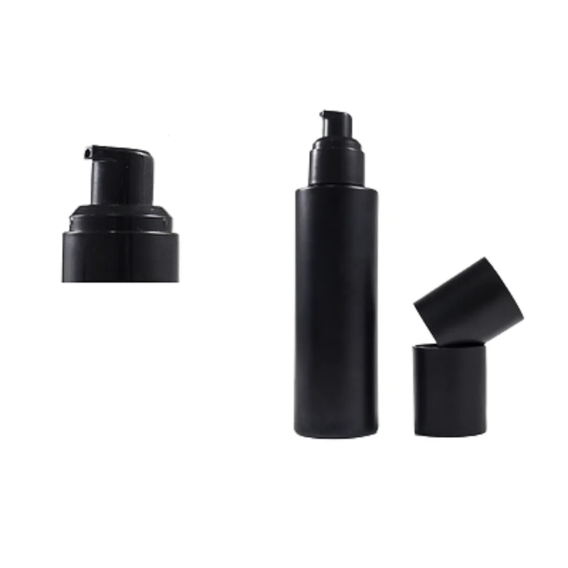 10Pcs Empty Bottle Plastic Cover Black Glass Lotion Spray Press Pump 1oz 2oz 30ml60ml100ml Refillable Cosmetic Packaging Bottles