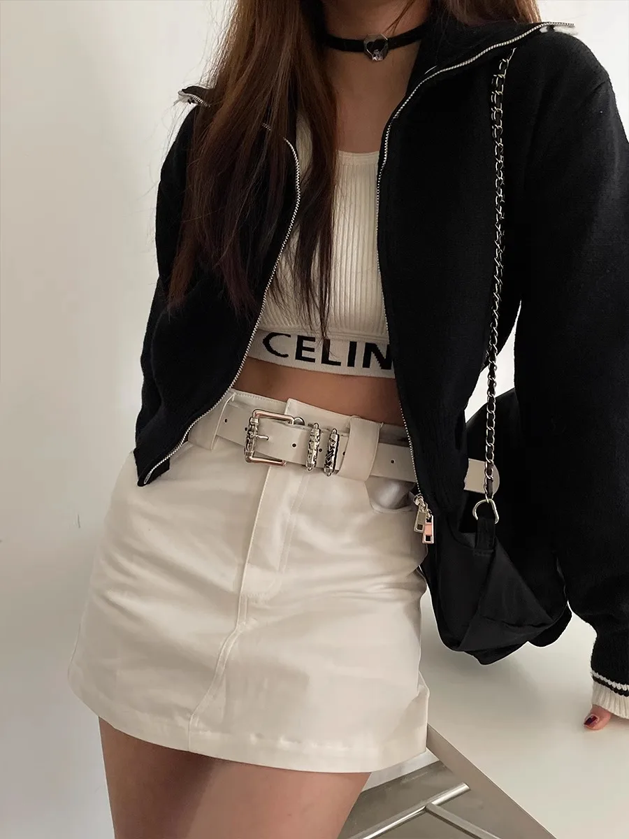 Nieuwe Retro Vrouwelijke Subcultuur Riem Punk Versierde Jeans Riem Persoonlijkheidsriem Witte Riem