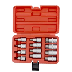 12Pcs 1/2 inch Drive Impact Hex Bit Socket Set H5 H6 H7 H8 H10 H12 H14 H16 H17 H18 H19 H22 Hex Key Sockets Set Hand