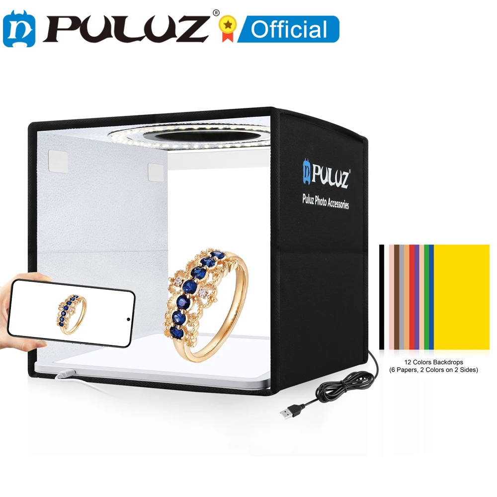 puluz-25cm-folding-portable-high-cri-ring-led-photo-lighting-studio-tent-box-shadowless-light-lamp-panel-pad-with-12-color-backs