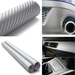DIYAH 3D Silver Carbon Fiber Film Twill Weave Vinyl Sheet Roll Wrap DIY Decals (120
