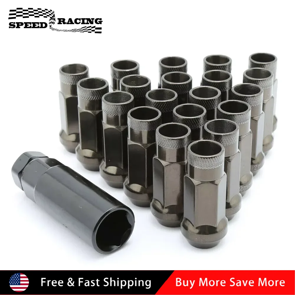 

20 шт., 48 мм, стальные колесные наконечники с открытым концом, набор удлиненных гаек M12x1,5 мм + 1 шт., ключ для Honda Hyundai Chevrolet Mitsubishi, титановое золото