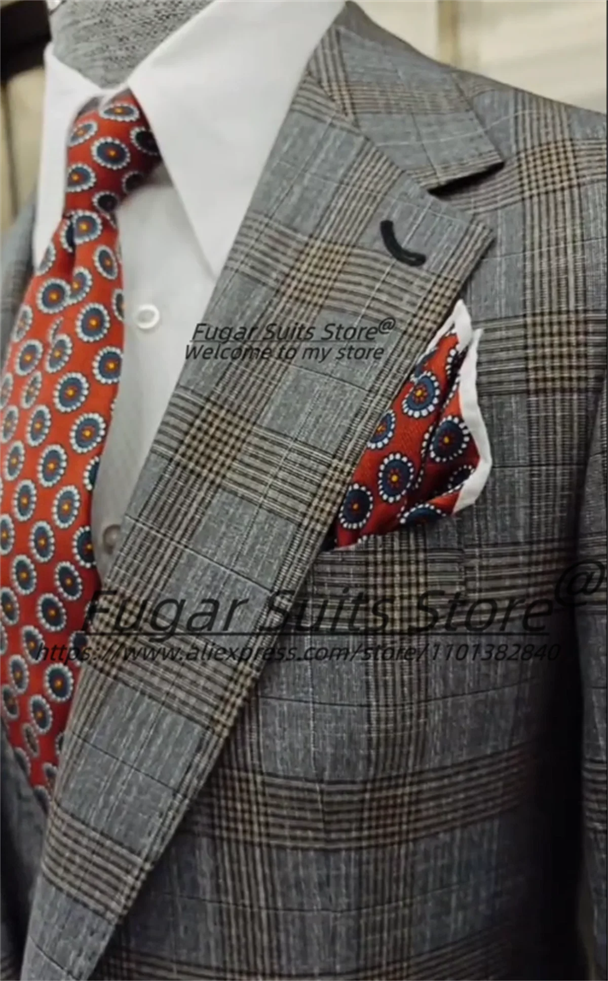 Elegant Plaid Male Prom Blazers Customized Slim Fit Notched Lapel Groom Wedding Tuxedos 3 Pieces Sets Business Costume Homme