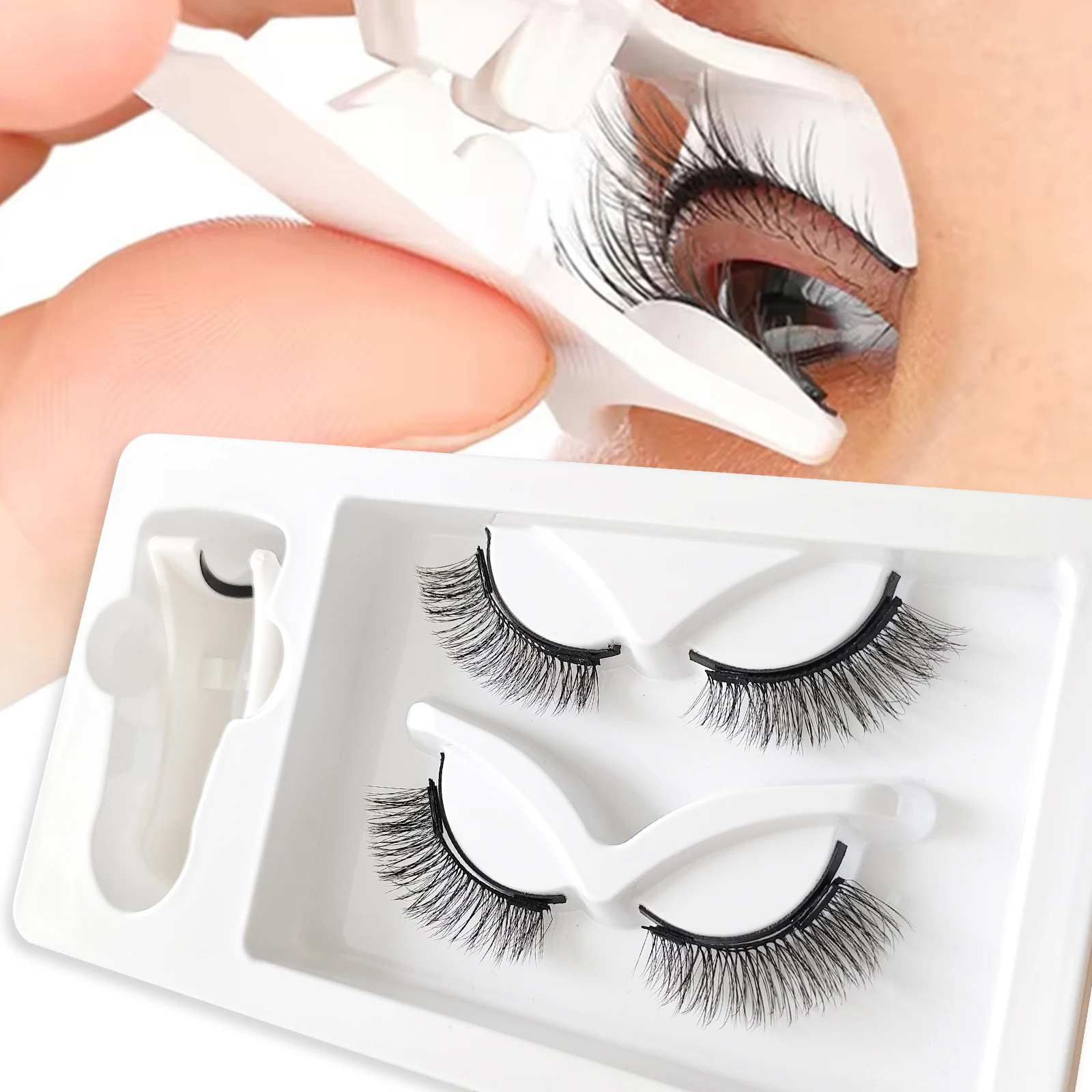 2 Pairs  Quantum Magnetic Eyelashes Soft Magnet Lashes Glue-free false Eyelashes with Special Tweezers