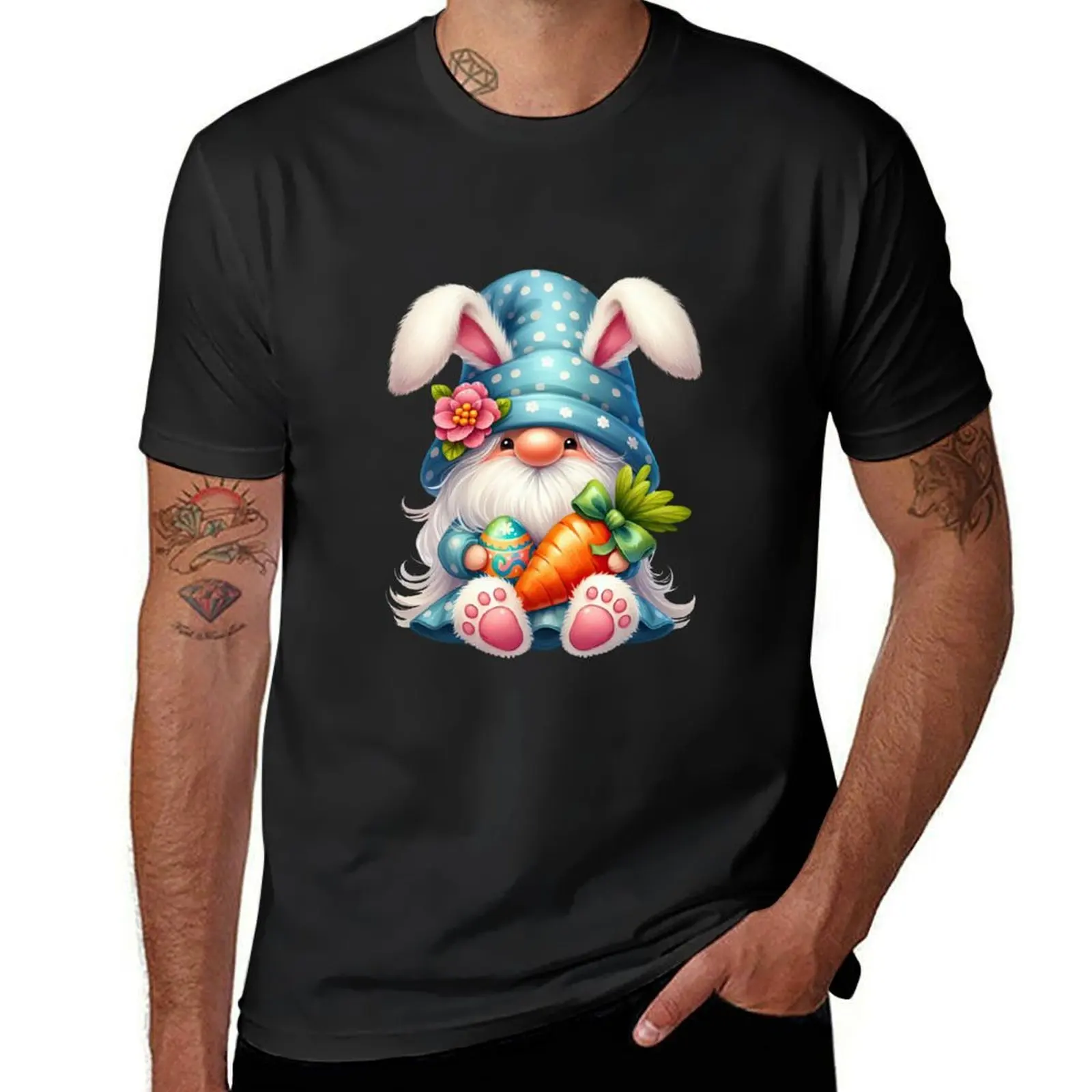 Easter gnome with carrot T-Shirt vintage Short sleeve tee blacks oversizeds t shirts men