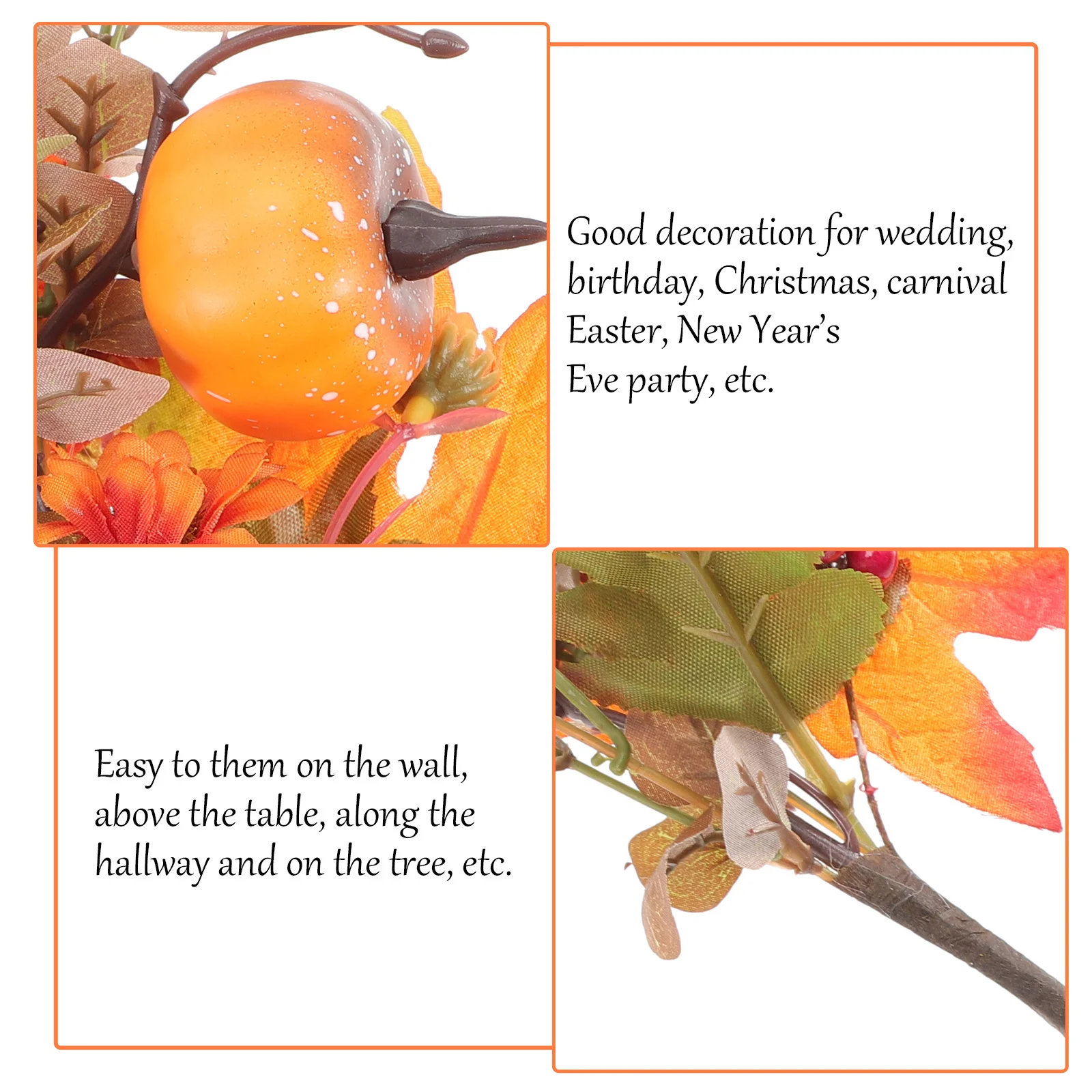 

Faux Maple Leaves Branch Fall Decoration Artificial Twig Stem For Thanksgiving Halloween Autumn Home Decor Flower
