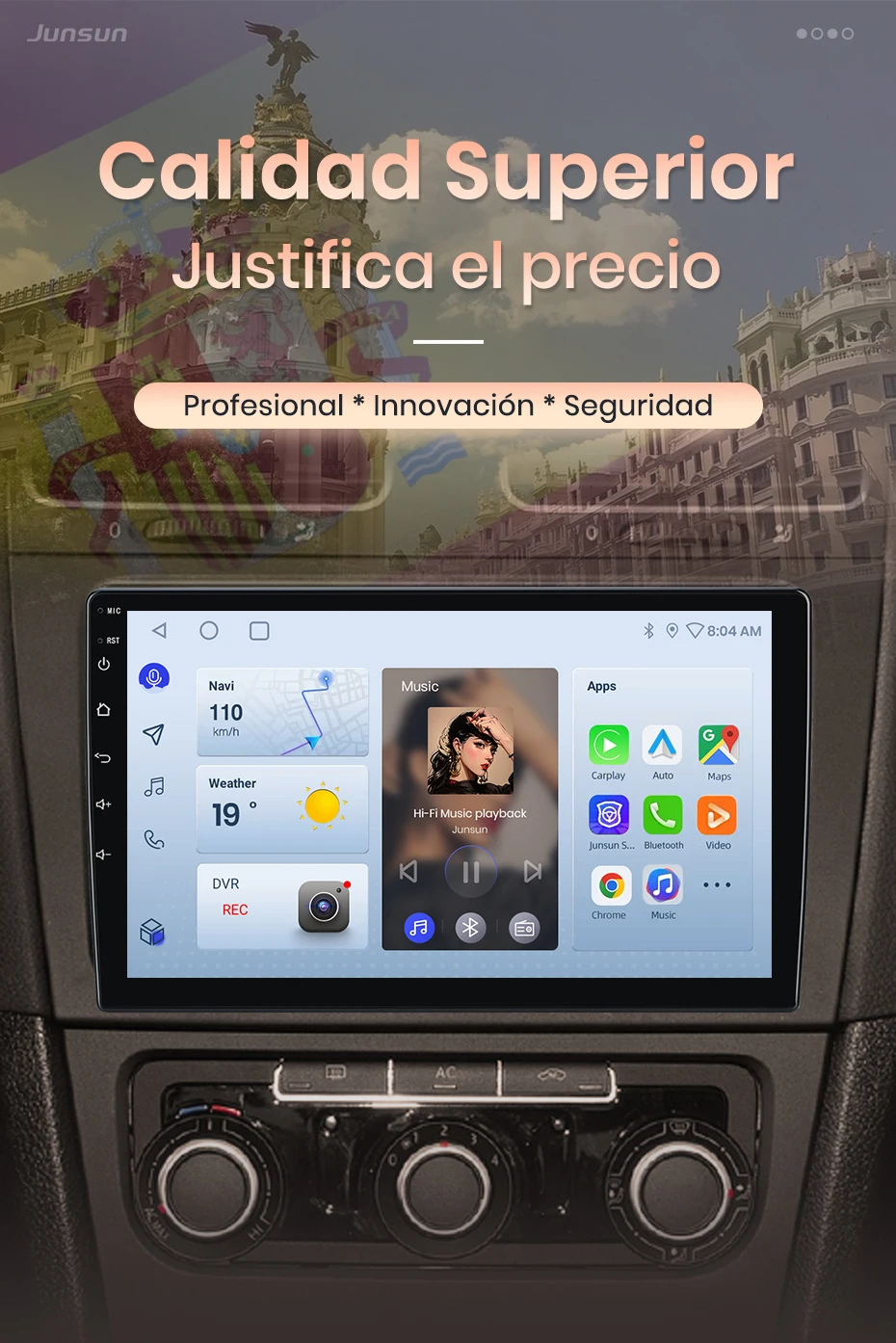 Junsun Radio Voz AI para Volkswagen Golf 6 2008–2016 CarPlay inal Diversbrico Android Auto Autoradio 2 DIN mit Bluetooth DAB+ GPS RDS – Detail 1