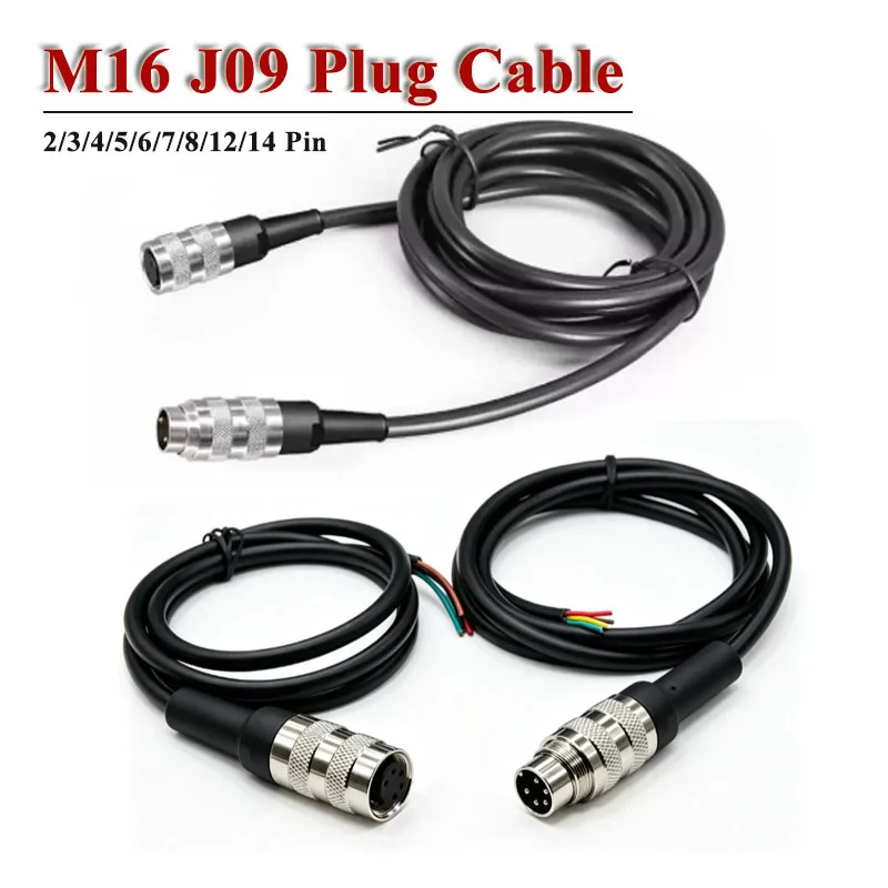 M16 J09 Aviation Plug Cable 2/3/4/5/6/7/8/12/14 Pin J09 A-type Male Female Docking Connector M16 0.5-3M Solder with Line Plug