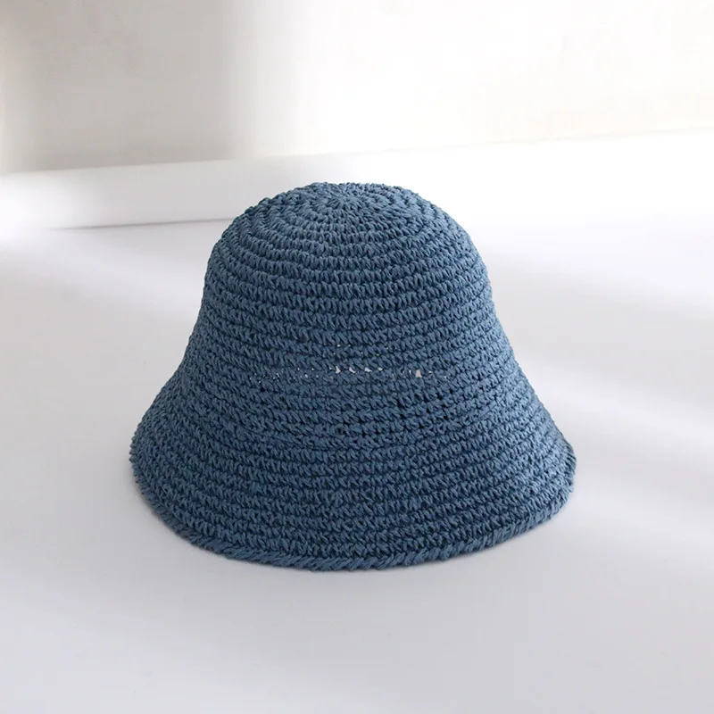 Beach Korean Straw Hat Summer Women Visor Bucket Hat Fisherman Hat Hand weaving Panama Girl Fishing Chapeau Sun Hats for Women