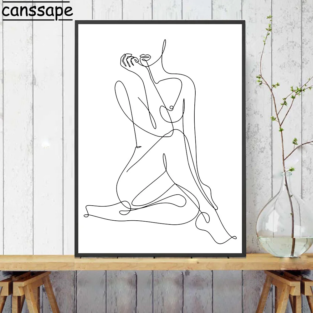 Abstract Figures Posters Nude Yoga Woman Minimalist Canvas Painting Line Body Art Print Nordic Wall Pictures Bedoom Decoration