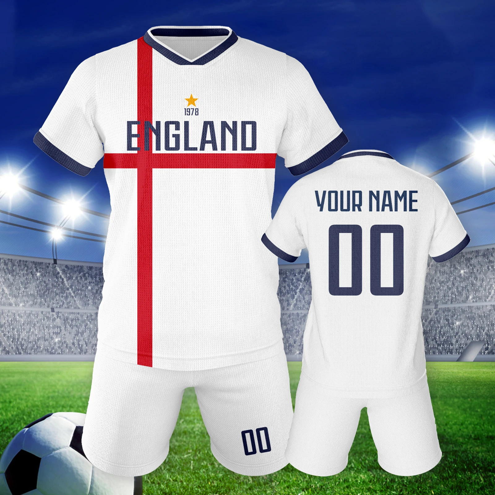 

Custom England Soccer Jersey Printed Name Number Sports Kids Team Training Uniform Personalized Football Jerseys Tracksuit