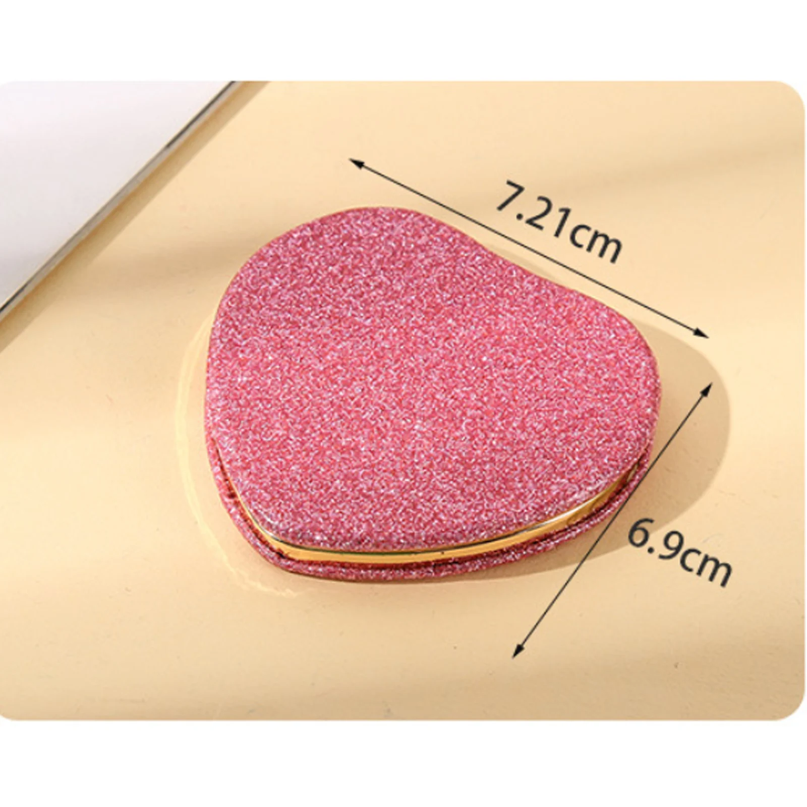 Portable Double-Sided Folding Makeup Mirror Heart Pocket Compact Vanity Mirror Ladies Handheld Cosmetic Mirror Students Mirrors