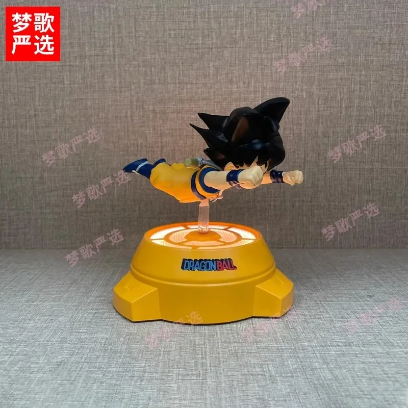 14cm Dragon Ball Anime Figure Goku Figurine Rotating Night Light Goku Collection Model Desktop Car Ornament Toys Gifts