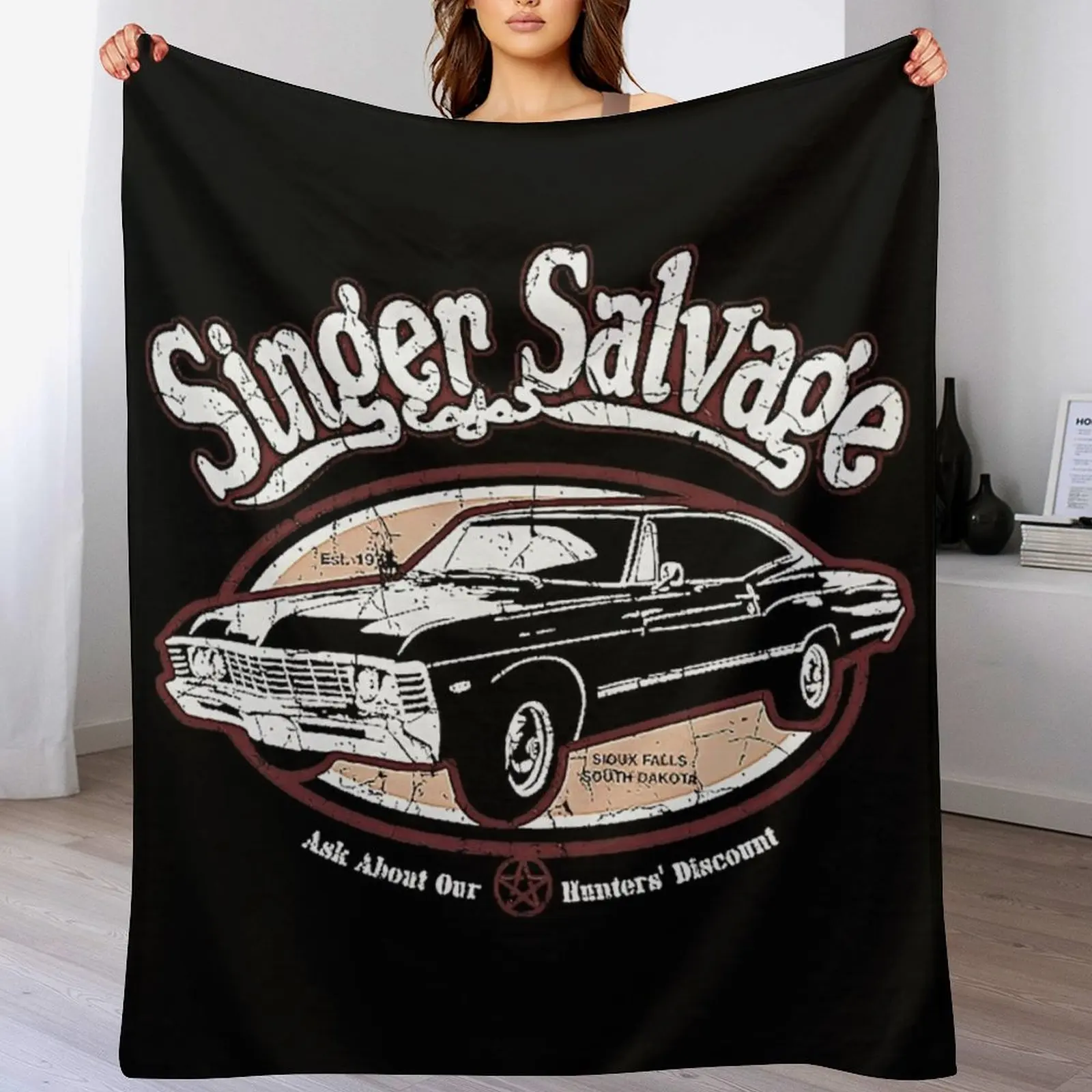 

Supernatural Impala Singer Salvage SPN T-Shirt Throw Blanket Warm Throw Blanket Gift for Anniversary