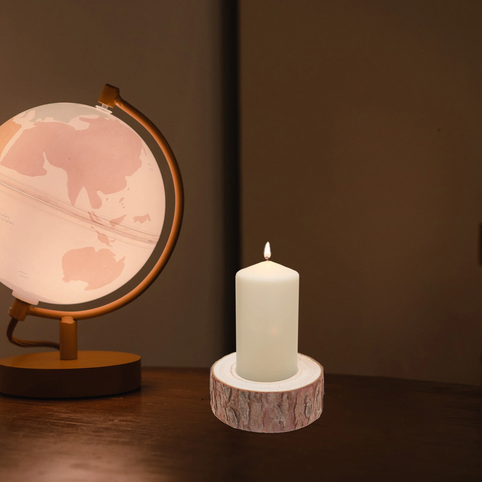 

5Pcs Wooden Bark Candlesticks Stump Holder Set for Room Decoration Home Decor Stand Desktop Ornament Gift Idea