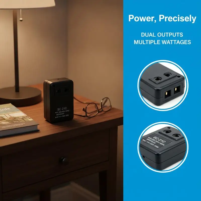 Plug and Play Universal Voltage Converter 220V to 110V 50W Regulator Transformer for Overseas Trip Small Devices