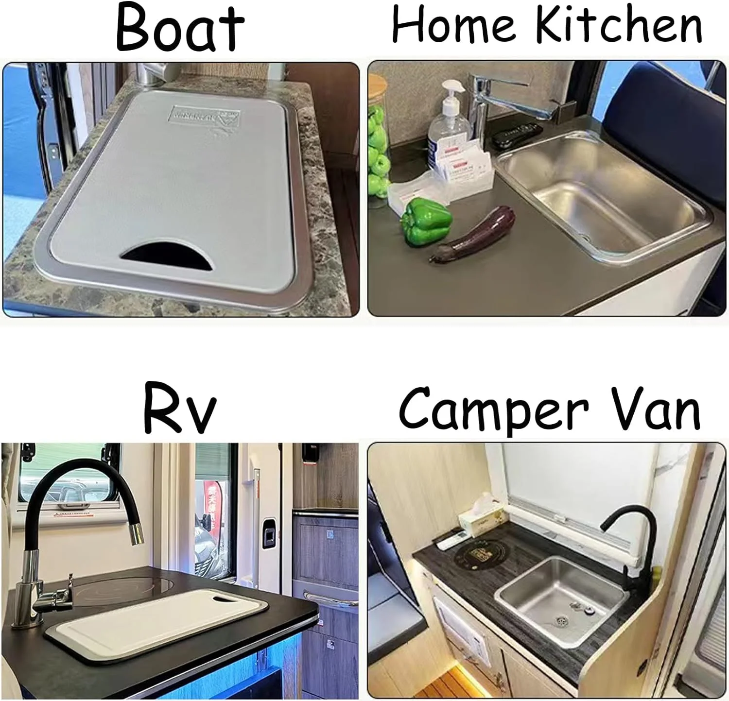 Caravan Rv Sink with Cutting Board, Sink Hand Wash Basin Set, Small Outdoor Rv Kitchen Sink Trailer Camper Sink Bar Sink with Ac