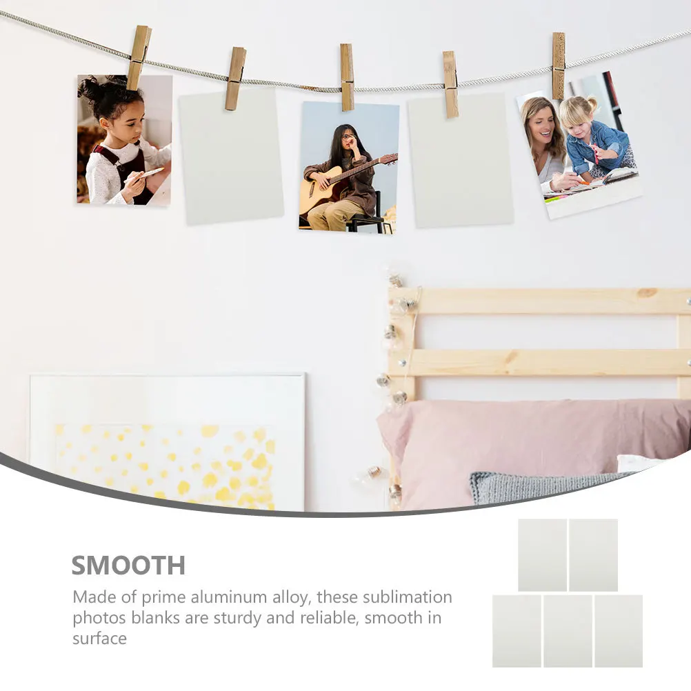 แผ่นอะลูมิเนียมเปล่าสำหรับงานซับลิเมชั่น 5 ชิ้น สำหรับงาน DIY ป้ายรูปภาพ งานฝีมือ ตกแต่งผนัง แผ่นอะลูมิเนียมเปล่าสำหรับงานซับลิเมชั่น