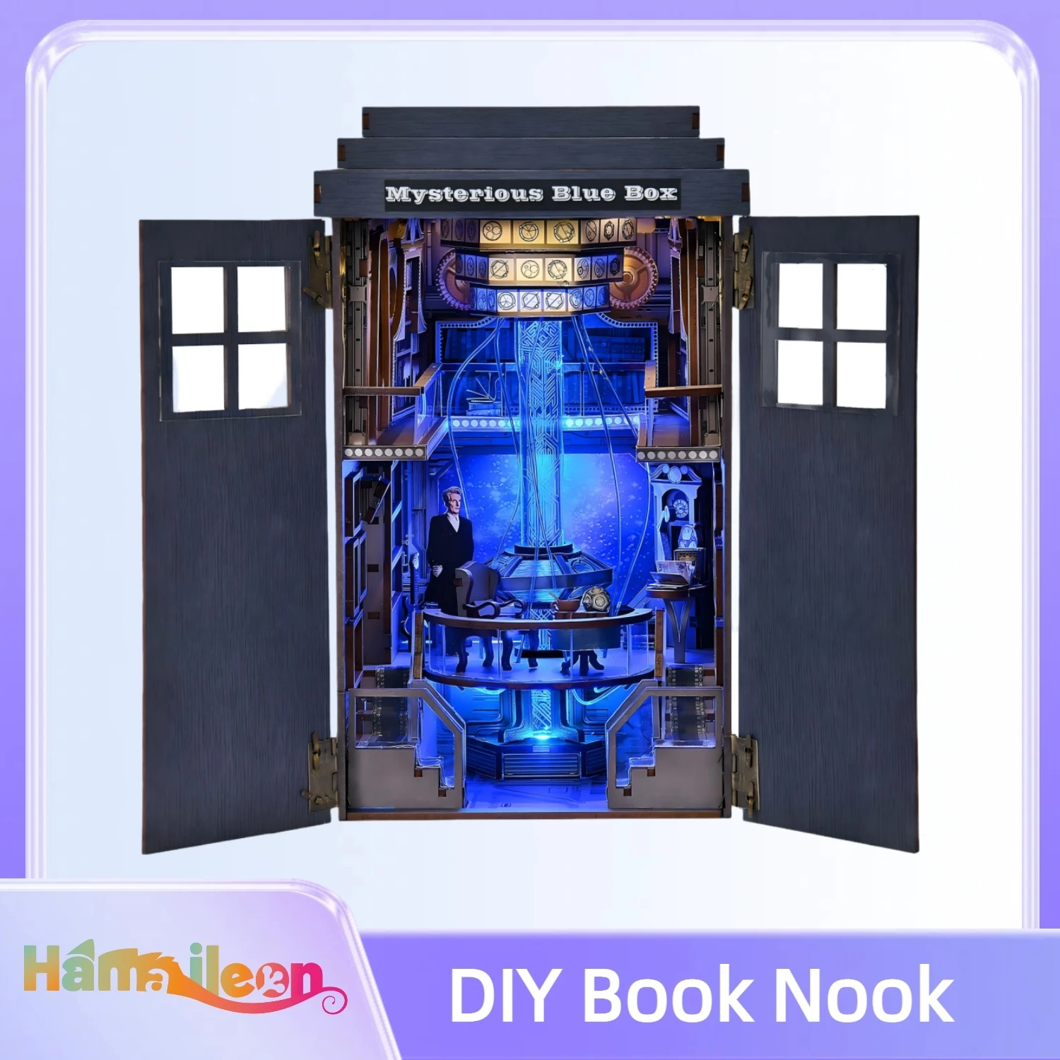 Hamaileon DIY Miniature Dollhouse Kit 3D Wooden Puzzle Bookend House Decoration for Adults/Teens Bookshelf Family/Friend Gift