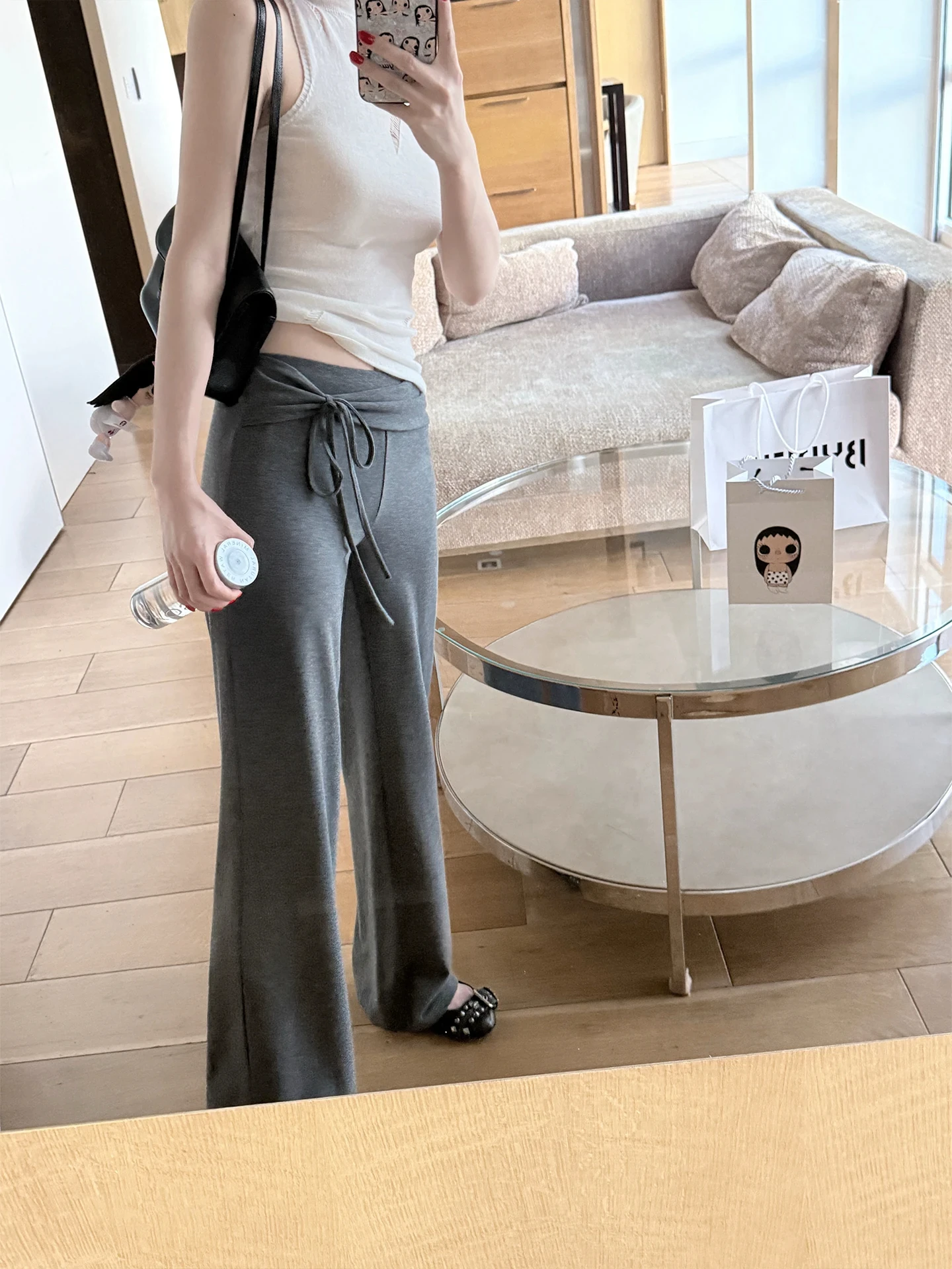 Angela No1 Casual Pants Women Loose Slimming Low Waist Straight Leg Pants Versatile Design Sensation Slimming Long Pants