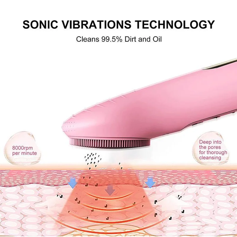 Sonic vibrierende Silikon-Gesichtsreinigungsbürste, wasserdichte Peeling-Gesichtsbürste, Beauty-Tool