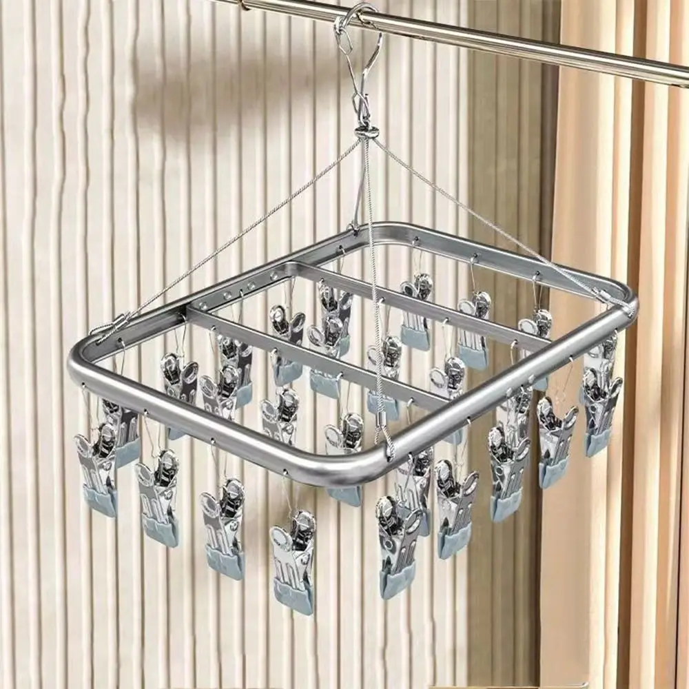 Aluminum Alloy Socks Drying Rack Anti slip Strong Load-Bearing Towel Socks Hanger Windproof Clothes Drying Rack Balcony