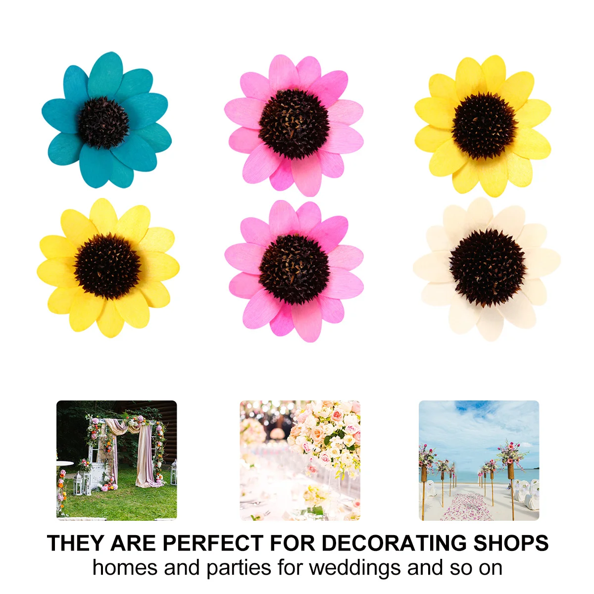 10 Uds decoración de girasoles flores de imitación accesorio DIY cabeza de guirnalda Artificial falsa