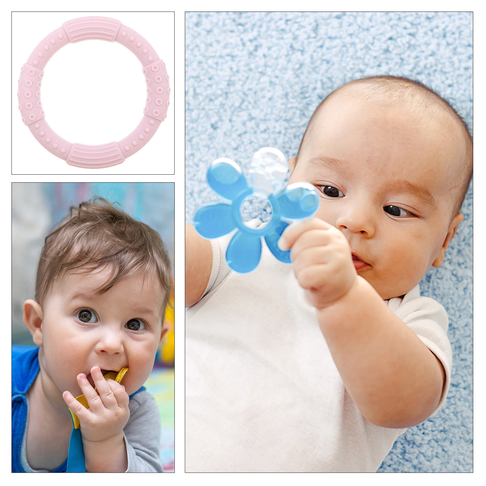 

3Pcs Silicone Baby Teether Ring Bracelet Chew Jewelry for Gum Relief Teething Soothing Infant Gift Baby Teether