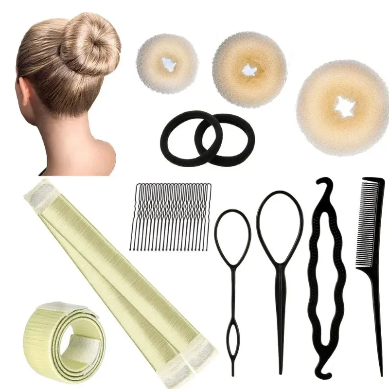 

21Pcs Bun Donut Magic Foam Products Hairstyle Lazy Hair Accessories Suitable for Girls Women Easy Big Ring Hair Styling Tools