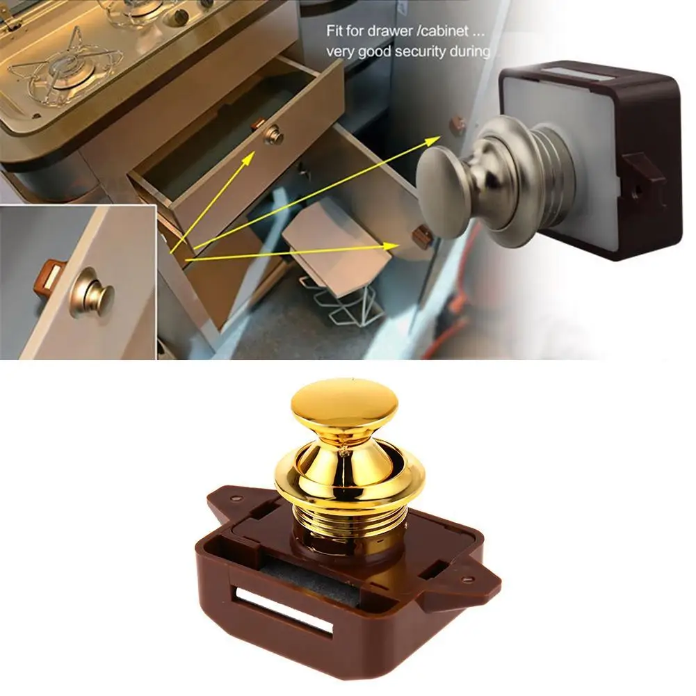 

Cabinet Door Catch Lock Zinc Alloy Keyless Cupboard Locks Camper Car Push Lock for RV Camper