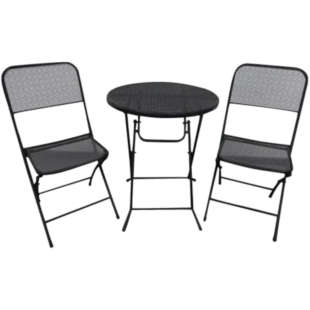 

Bistro Outdoor Backyard Dining Set Chairs and Round Table Furniture for Patios or Decks
