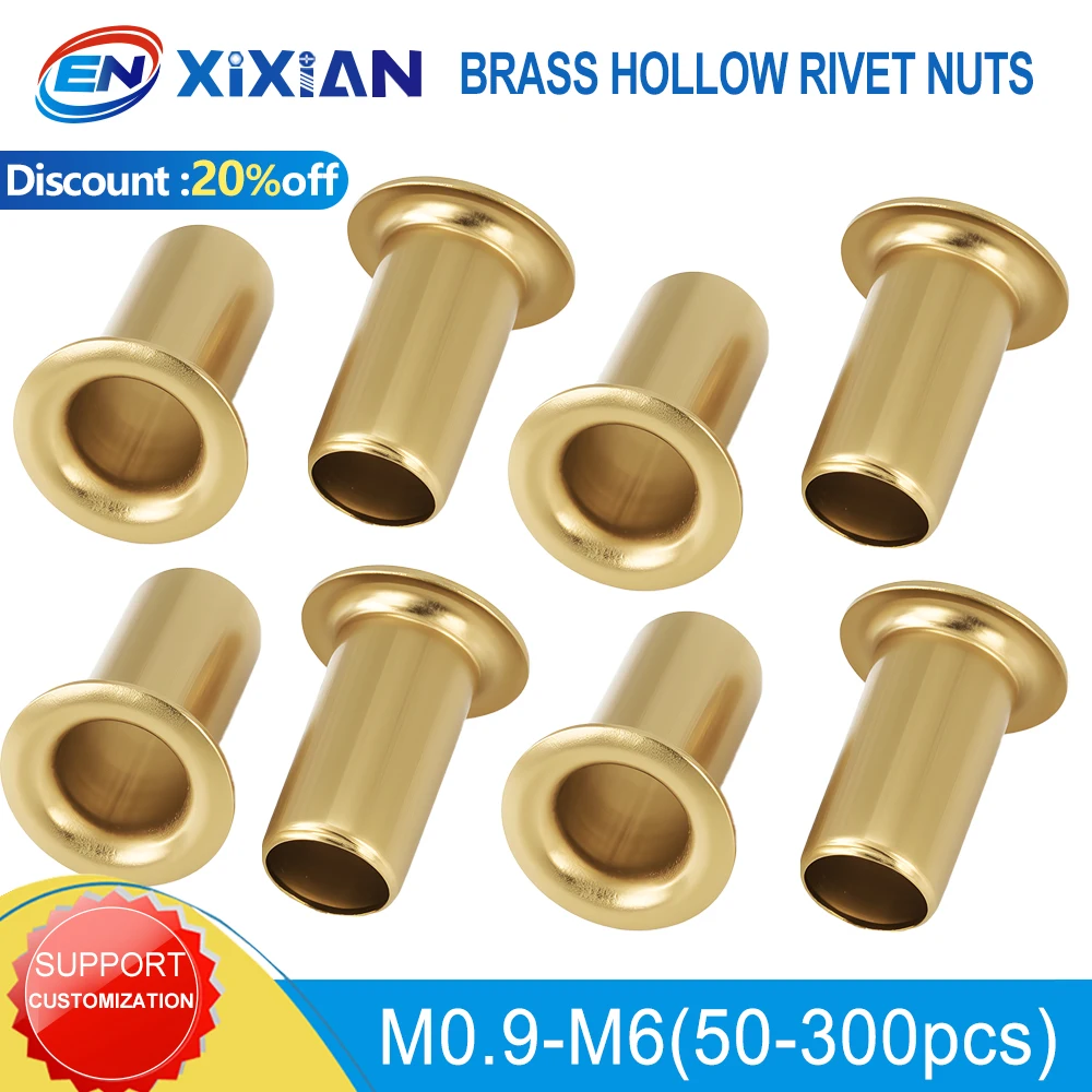 GB876 Brass Hollow Rivets Circuit Board PCB Nails Through-Hole Tubular Nuts M0.9 M1.3 M1.5 M1.7 M2 M2.3 M2.5 M3 M3.5 M4 M5 M6