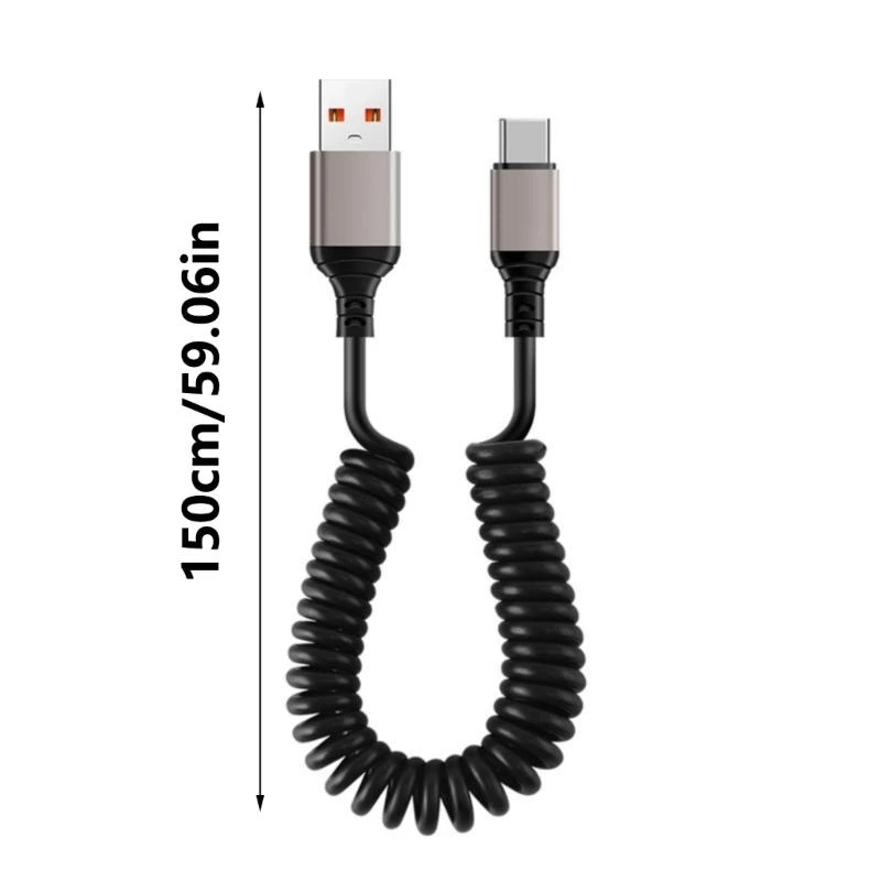 F68B Spring Coiled Design USB C -Datenkabel für schnelle Ladephones Home & Office