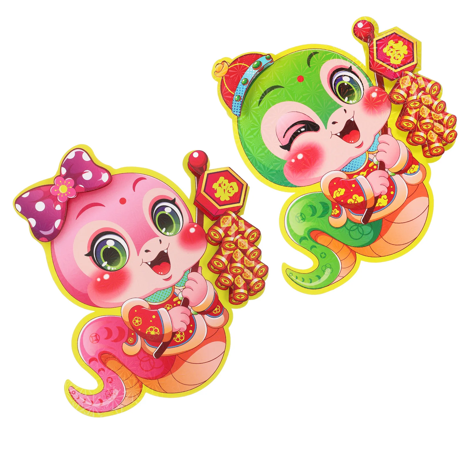 

1Pair Chinese New Year Window Decals Red Fu Character Door Stickers Spring Festival Clings Holiday Glass Decorations Lunar New