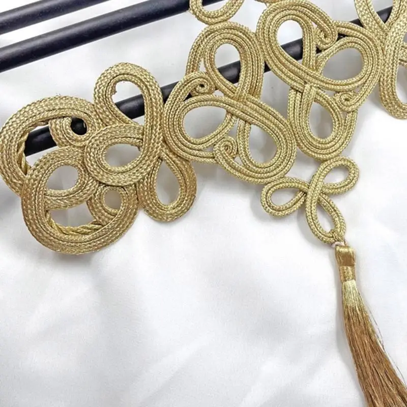 270D Handmade Gold Threads Flower Tassels Chinese Knot Tassels Sewing Charms Tassels for Home and Wedding Celebrations
