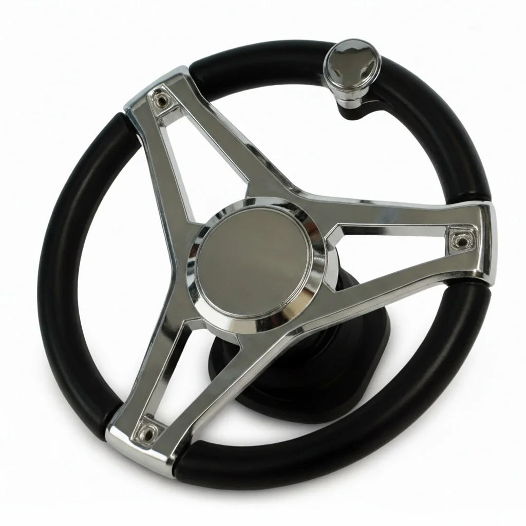 13-1/2 Inch Dia Boat Steering Wheel 3 Spoke, Marine Steering Wheel for Seastar and Verado With Turning Knob