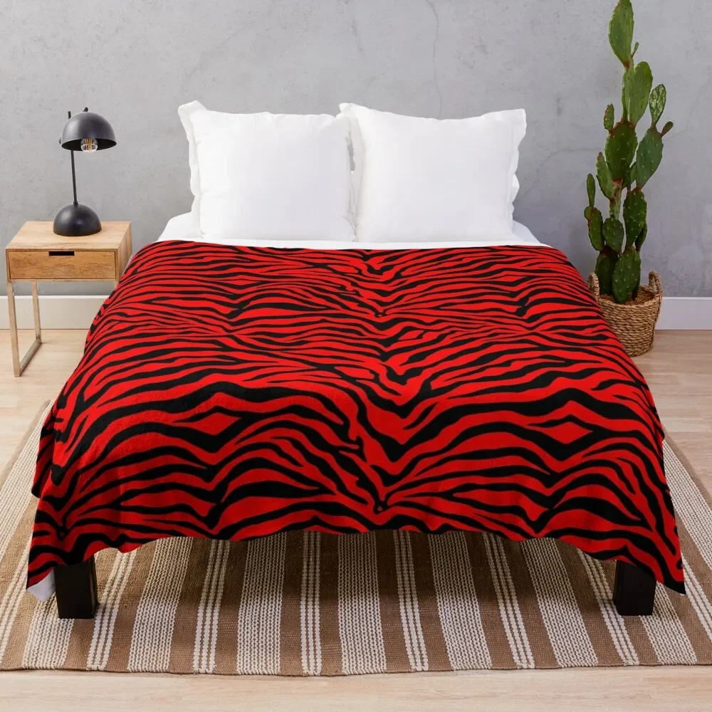 

Zebra Stripes Animal Print Red Black Stripe Zebras Pattern Throw Blanket warm winter Comforter Picnic Beach Blankets