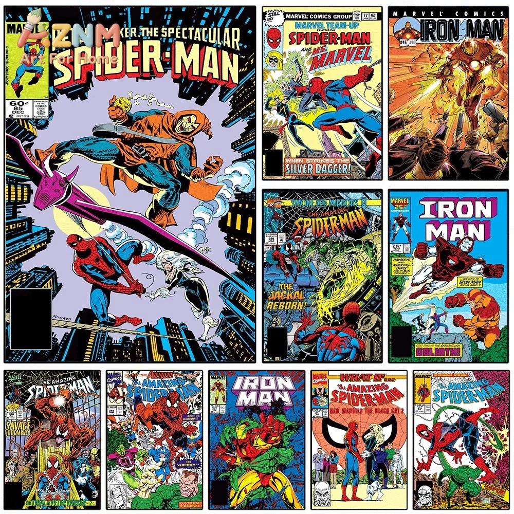 Vintage Peter Parker The Spectacular Spider‑Man Comic Cover Canvas Wall Art Retro Superhero Print Poster, Unframed Canvas Pict
