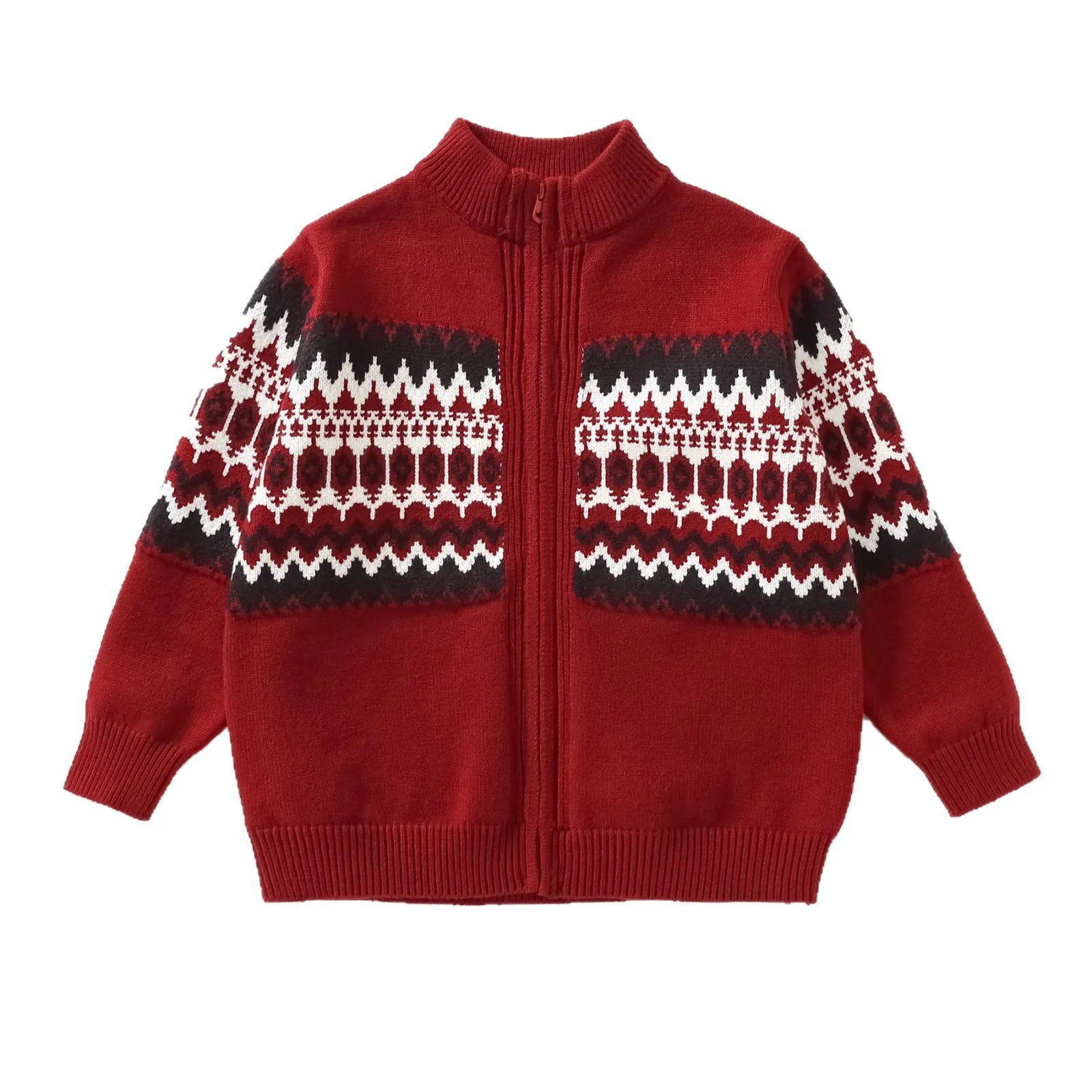 الخريف والربيع الأطفال الجديدة سنة جديدة سعيدة الأحمر عيد الميلاد محبوك سترة صبي وفتاة سترة سميكة الموضة