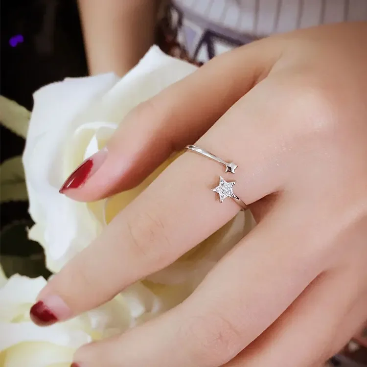 Bagues ouvertes en argent Sterling 925 et zircon pour femmes, bijoux anti-allergie à la mode