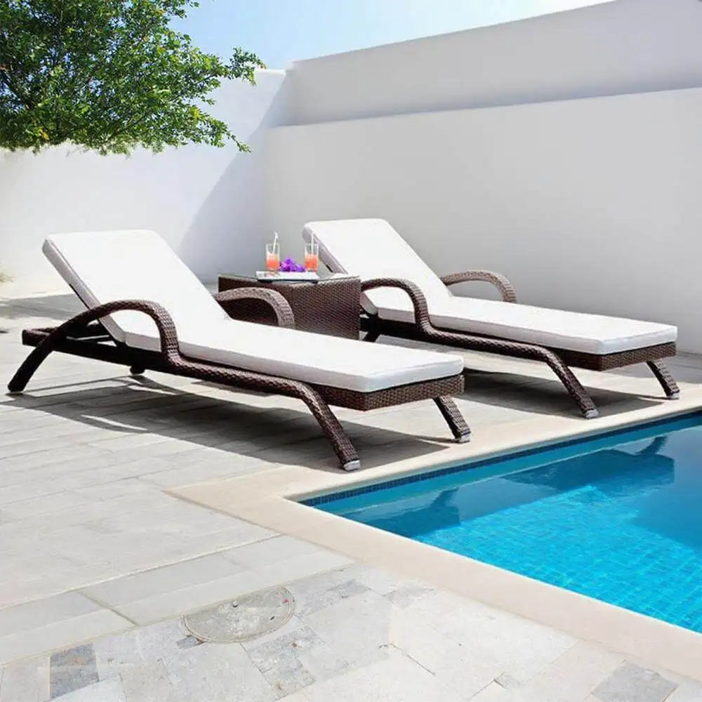 Outdoor bed recliner waterproof sunscreen swimming pool beach garden sun room balcony outdoor courtyard rattan recliner