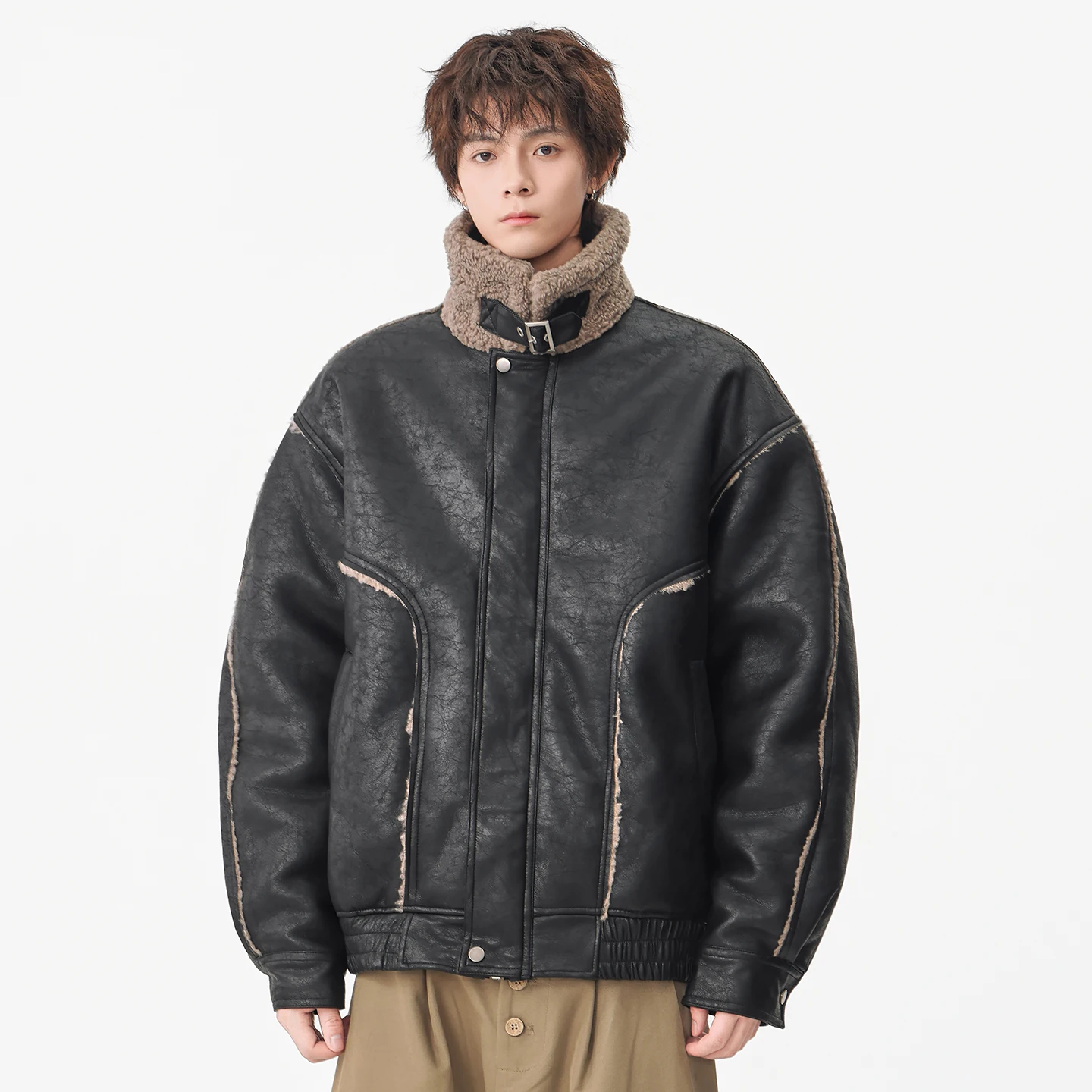 

Мужская зимняя уличная куртка с подкладкой из искусственного меха, повседневная свободная теплая кожаная мотоциклетная куртка, мужская утепленная куртка-карго, парки, пальто, верхняя одежда