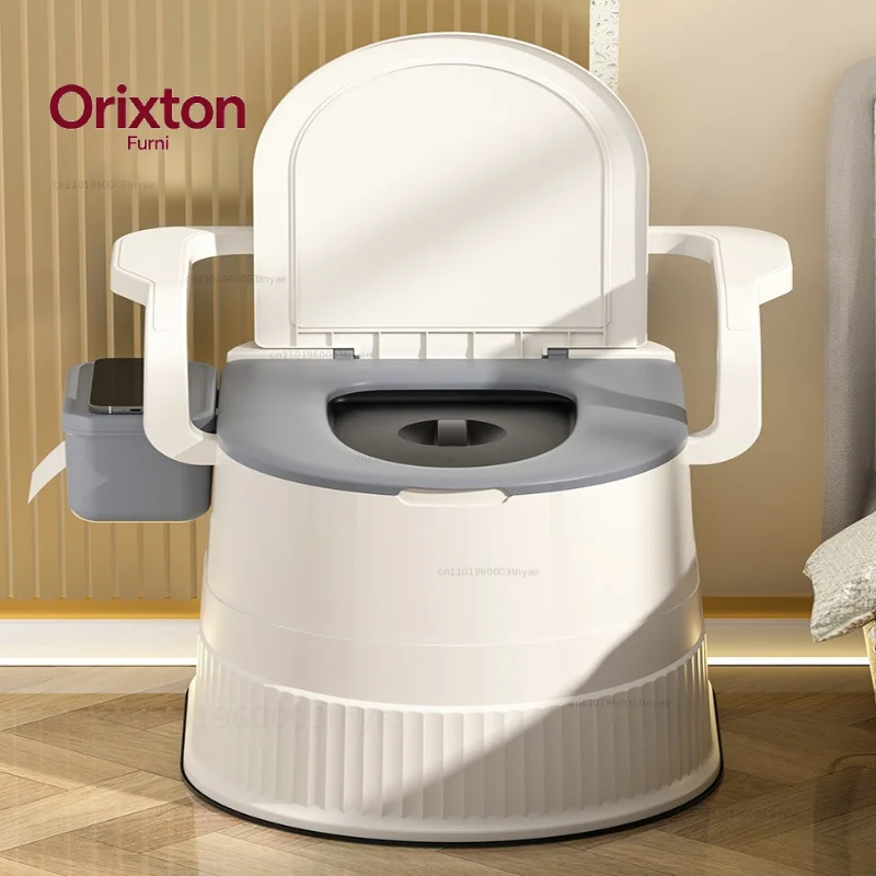 Bedside Toilet for Elderly, Portable Raised Toilet Seat & Mobile Urinal, Adjustable Commode Chair for Bedroom and Home Use