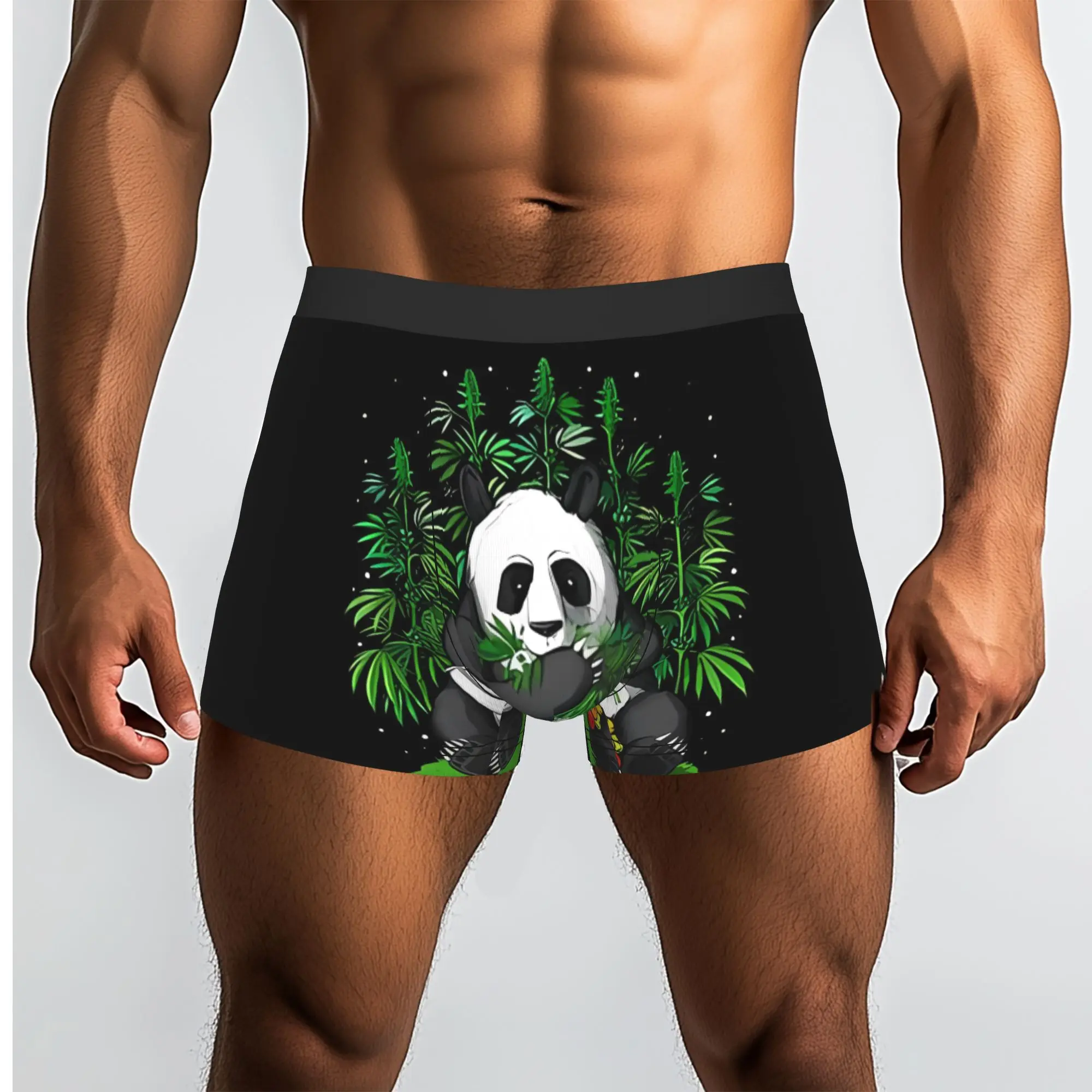 Panda Hippie Stoner Panda Calzoncillos transpirables Ropa interior para hombre Pantalones cortos cómodos Calzoncillos tipo bóxer