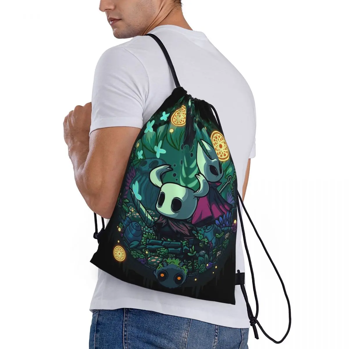 Hollow Knight Backpacks Portable Drawstring Bags Sports Bag Book Bags for Man Woman Students