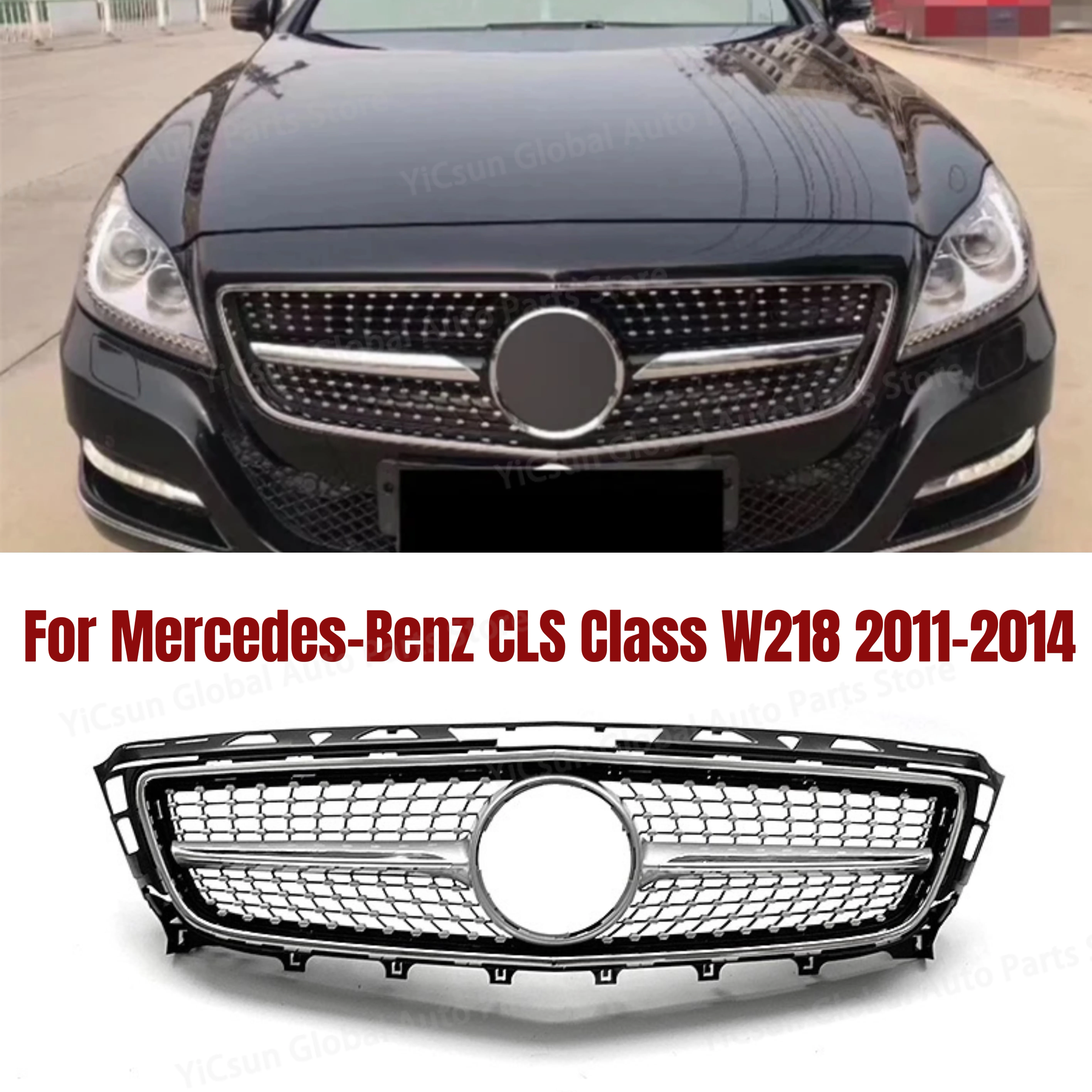 Diamond Style Front Bumper Grille Grill For Mercedes-Benz W218 CLS Class CLS300 CLS320 CLS400 CLS350 CLS500 2011 2012 2013 2014