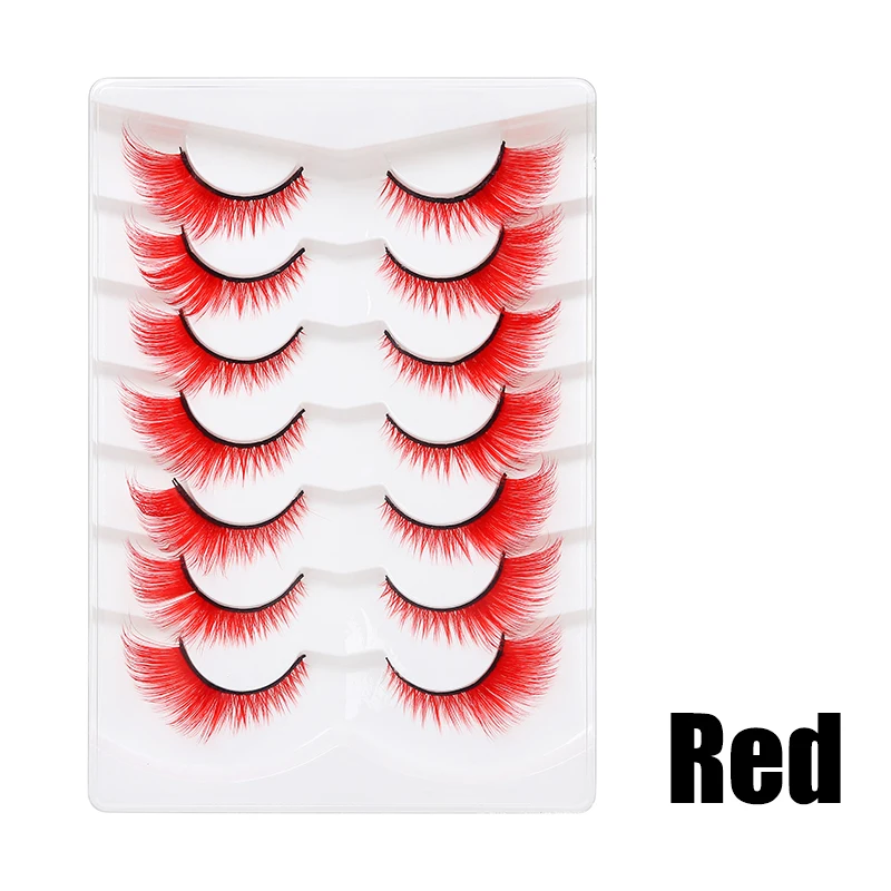DINGSEN 1/5/10 Paar Bunte Flauschige Streifen-Wimpern Natürliche Weiche Wimpern Wispy Falsche Wimpern 3D Lockige Wimpern für Make-up – Detail 23