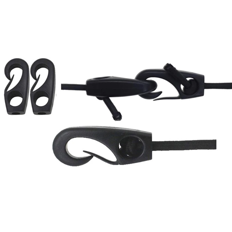 10Pcs Black Plastic Bungee Hook Bungee Rope Rowing Boats Tie Cord Hook Reusable Boats Shock Cord Hook Easy to Install